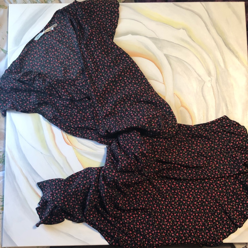 Urban outfitters wrap around dress roses and ties